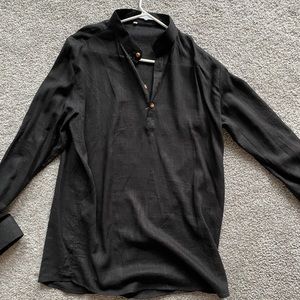 Cuban Neck Longsleeve Linen shirt